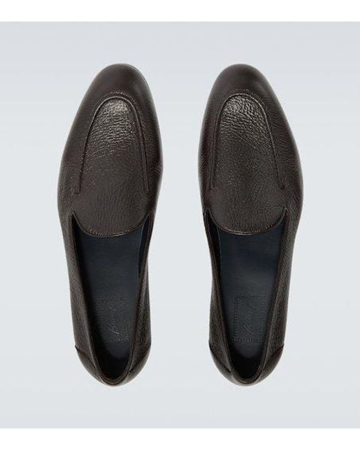 Brioni Black Appia Leather Loafers for men