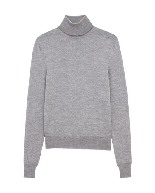 Saint Laurent Gray Cassandre Turtleneck Long-Sleeved Jumper