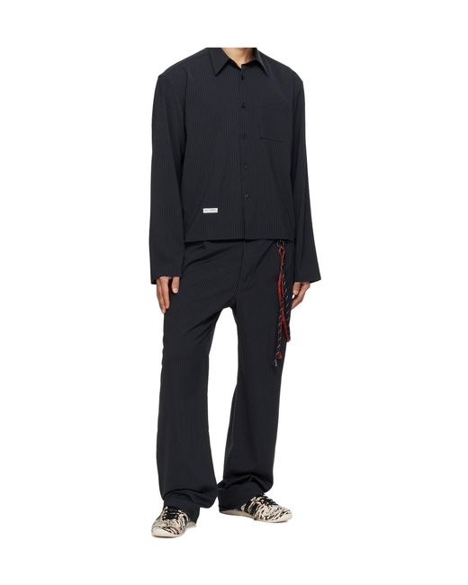 Song For The Mute Blue Pinstripe Chest-Pocket Shirt for men