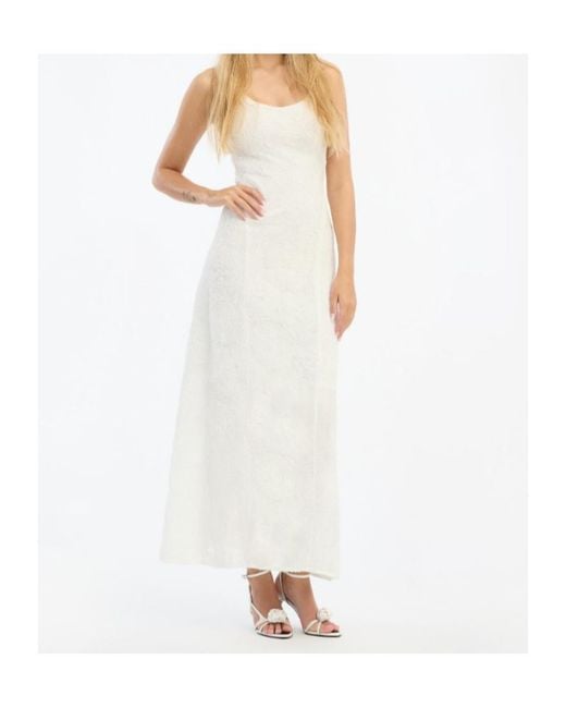 ROTATE BIRGER CHRISTENSEN White Mesh Maxi Dress