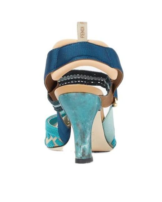 Fendi Blue Colibr Ff High-Heel Slingback Pumps