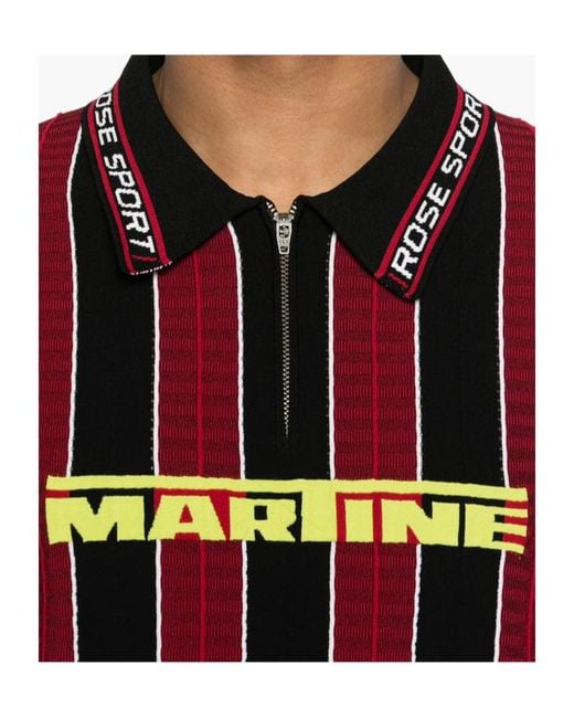 Martine Rose Red Striped Polo Shirt for men