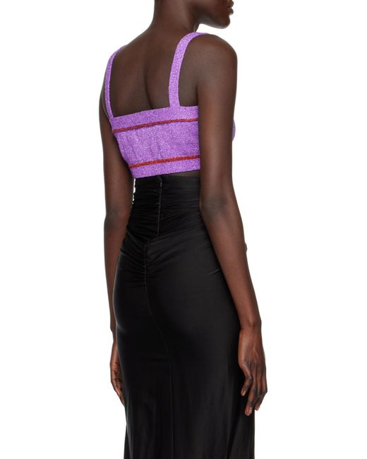 Rabanne Purple Metallic Knit Cropped Top