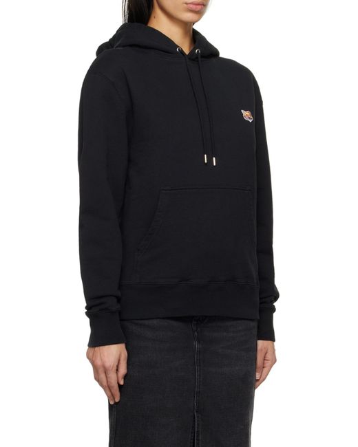 Maison Kitsuné Black Maison Kitsuné Fox Head Patch Drawstring Hoodie for men