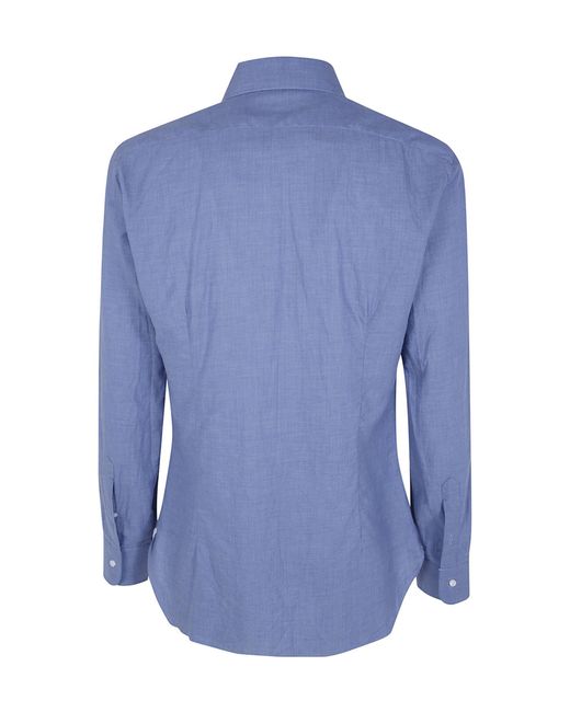 Barba Napoli Blue Chevron Classic Shirt for men