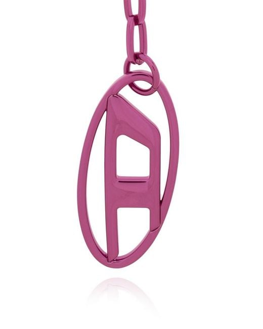 DIESEL Pink Oval D Metallic Keyring