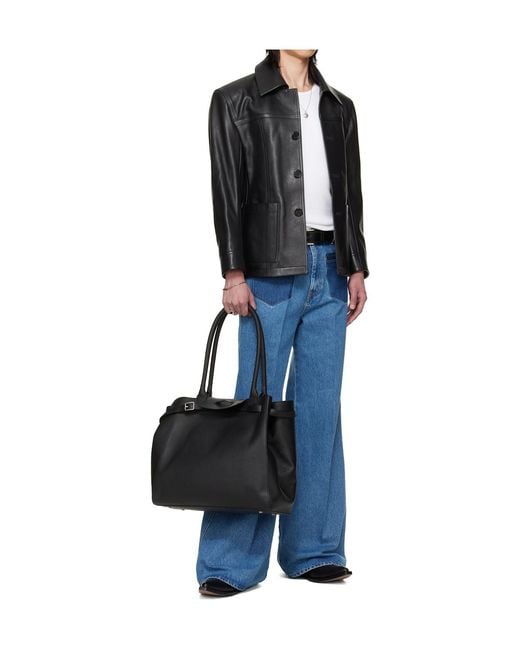 Lu'u Dan Black Bruce Lee X Collaboration Creep Collared Leather Jacket for men