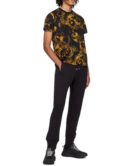 Versace Jeans Black Couture Baroque Printed Crewneck T-Shirt for men