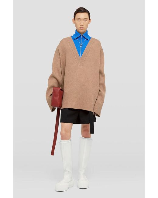 Jil Sander Blue Drop Shoulder Layered Jumper for men