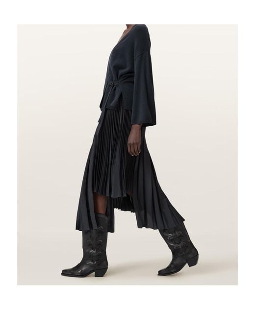 AllSaints Blue Lucille 2-In-1 Midi Dress