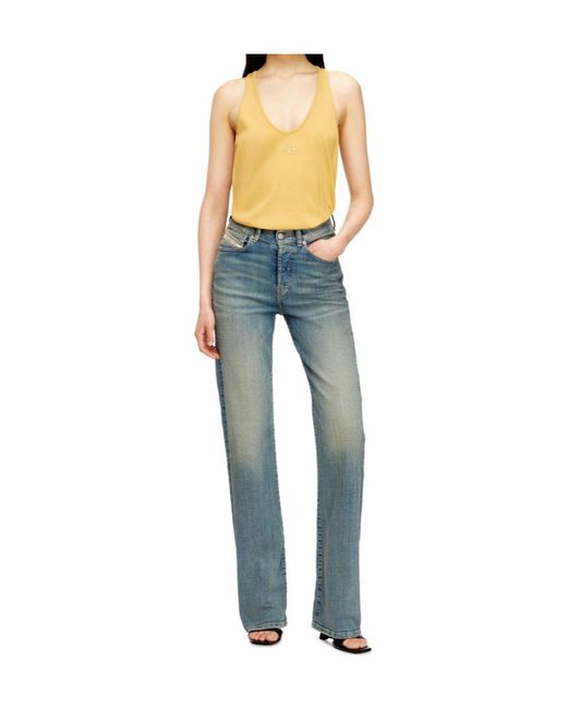 DIESEL Blue Logo Patch Straight Leg Jeans