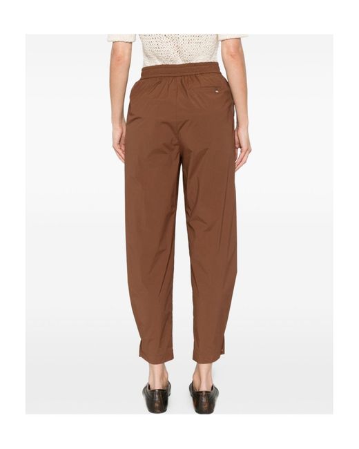 Herno Brown Lightweight Drawstring Cropped Trousers