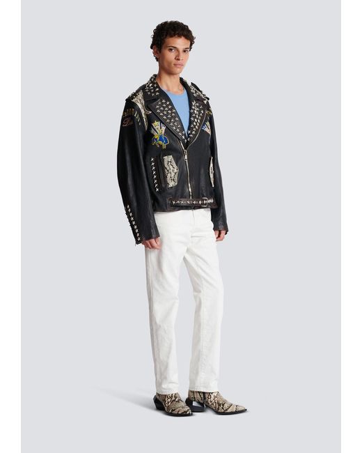 Balmain Black Biker Jacket for men