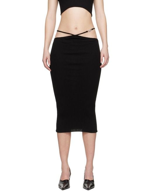 Amiri Black High-Waist Strap-Detailed Pencil Midi Skirt