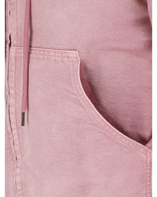 Auralee Pink Zip Front Hooded Jacket for men