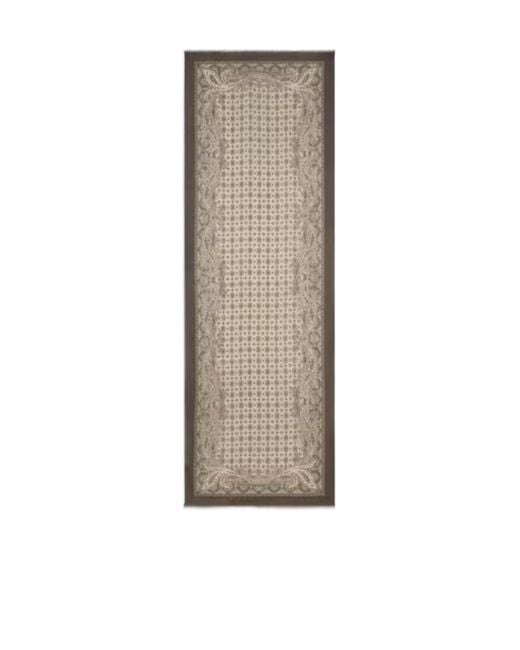 Etro Natural Wool Scarf With Tie Motif And Paisleys for men