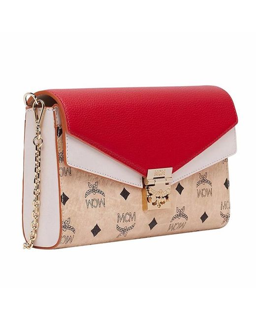 MCM Red Logo Flip Shoulder Bag