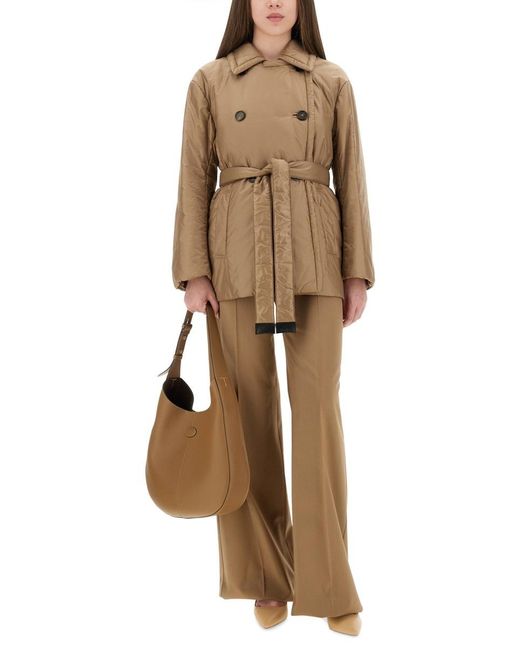 Max Mara Brown The Cube Calla Padded Trench Coat