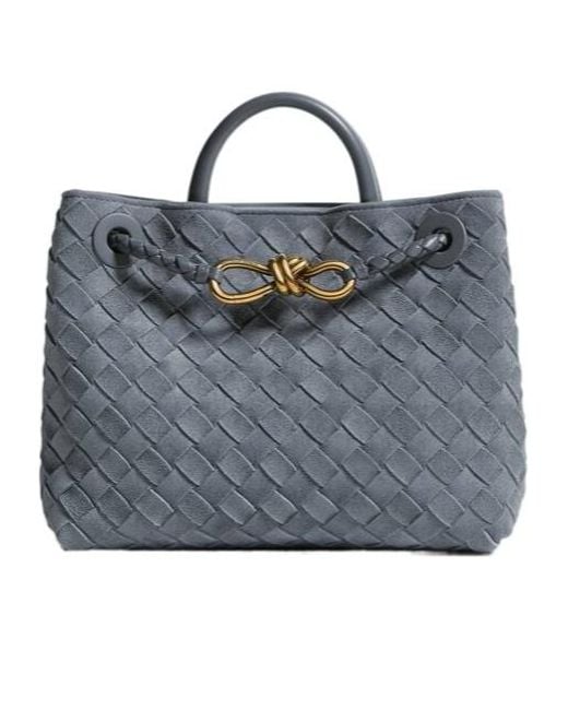 Bottega Veneta Gray Small Andiamo Top Handle Bag