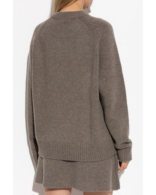 Lisa Yang Brown Raglan-Sleeve Cashmere Sweater
