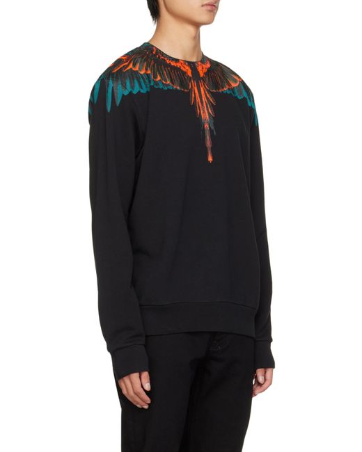 Marcelo Burlon Black County Of Milan Wings Printed Crewneck Sweatshirt for men