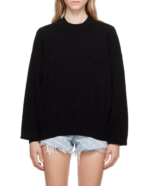 Alexander Wang Black Logo Embossed Ribbed-Knit Jumper