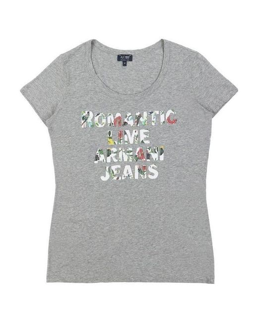 Armani Jeans Gray Round-Necked Logo T-Shirt