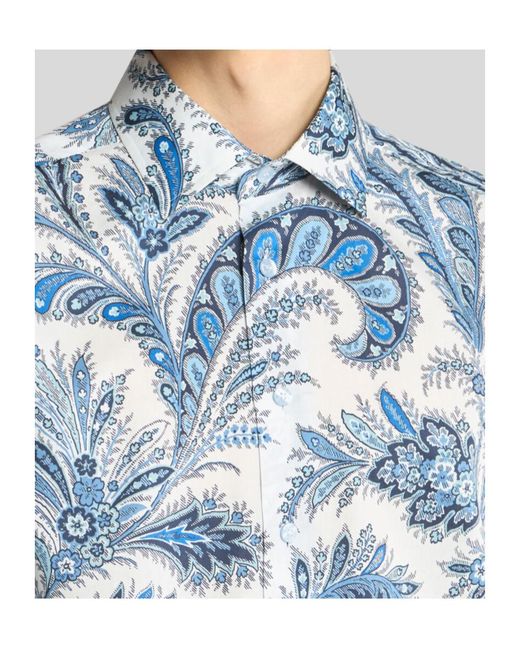 Etro Blue Roma Paisley-Printed Button-Up Shirt for men