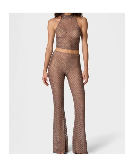 Missoni Brown Spiderweb Motif Scarf Top