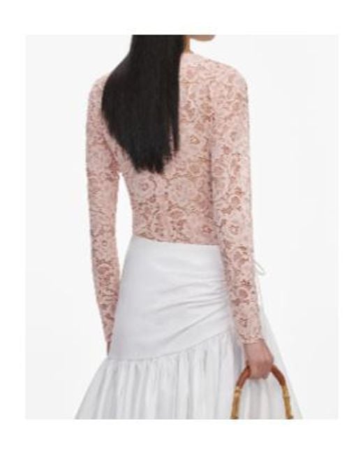 Self-Portrait Pink Floral Lace Bodysuit