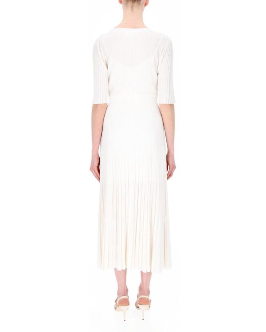 P.A.R.O.S.H. White V-Neck Dress