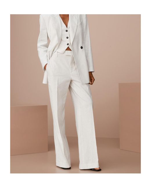 Brunello Cucinelli White Pinstriped Linen-Blend Trousers