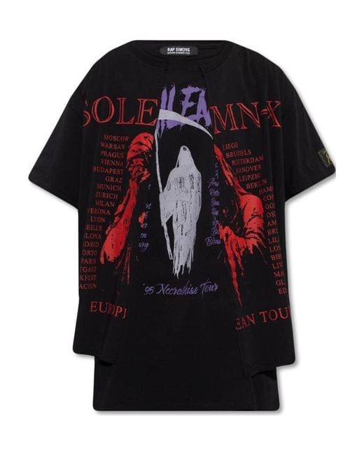 Raf Simons Black Graphic-Print Layered T-Shirt for men