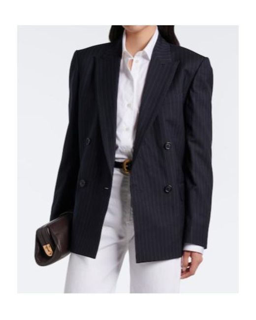 Nili Lotan Blue Leston Pinstriped Wool Blazer