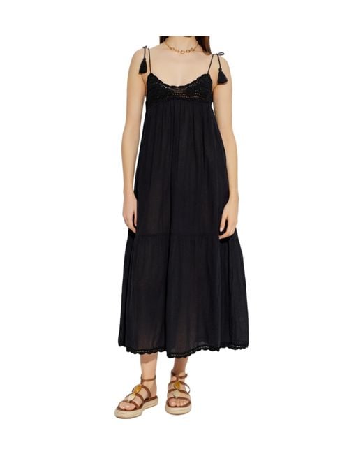 Ulla Johnson Black Linnea Tassel Crochet Midi Dress