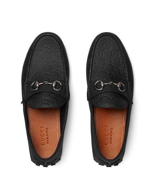 Gucci Black Horsebit Detailed Drivers for men