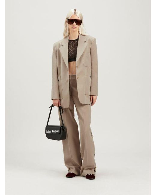 Palm Angels Natural Knit Tape Cotton Blazer
