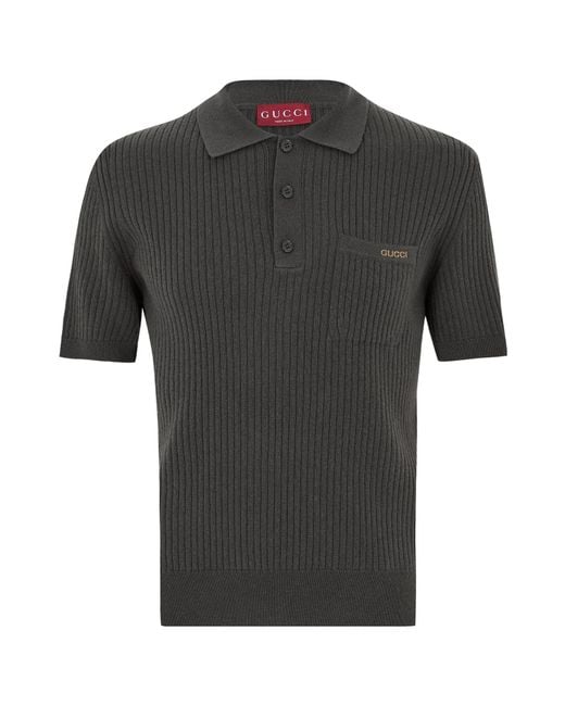 Gucci Gray Polo Knitted Top for men