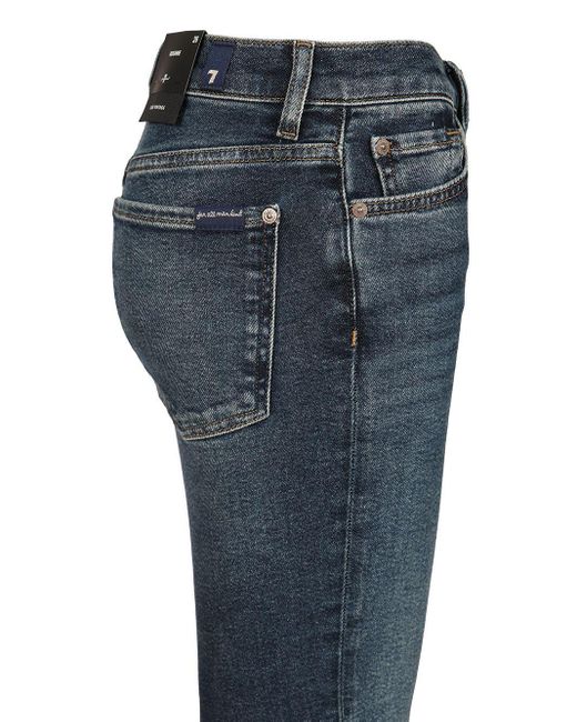 7 For All Mankind Blue Faded Five-Pocket Jeans Pants
