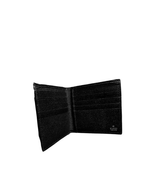 Gucci Black Bi-Fold Wallet With Web Card Slots for men