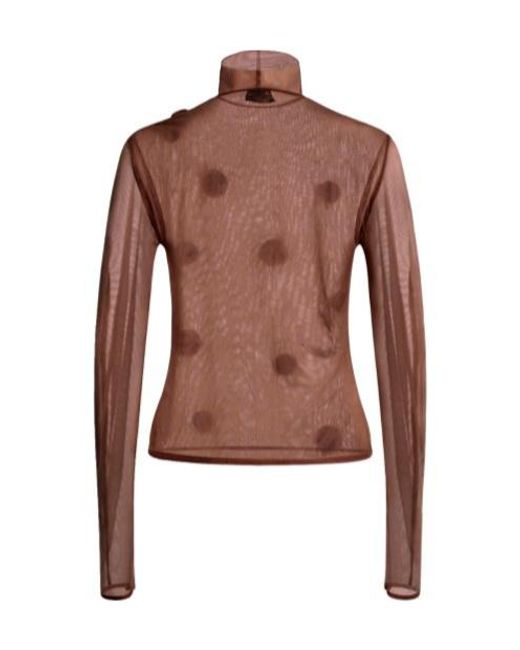 Blumarine Brown Three-Dimensional Floral Decorative T-Shirt