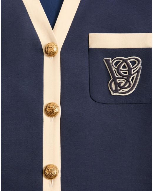 Valentino Blue V-Neck Button-Up Blazer