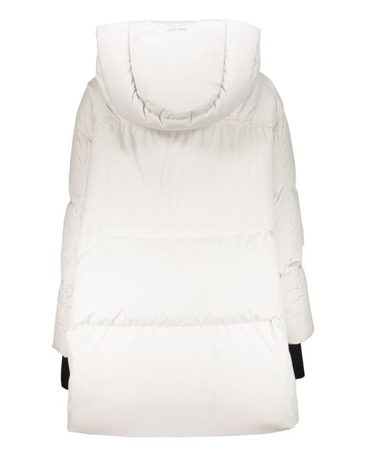 Herno White Elegant Long Jacket With Hood
