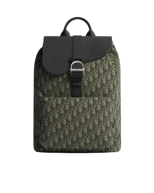 Dior Green Saddle Heritage Backpack With Flap for men