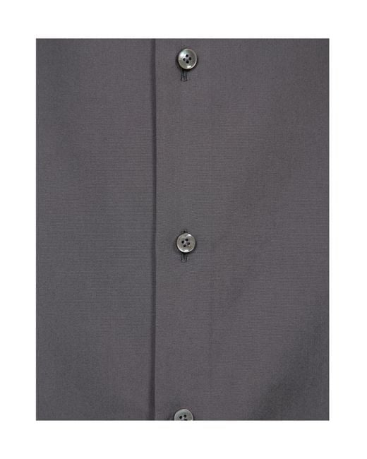 Zegna Gray Curved Hem Poplin Shirt for men