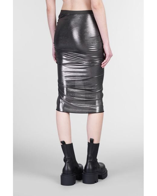 Rick Owens Black Slit Detailed Ruched Skirt