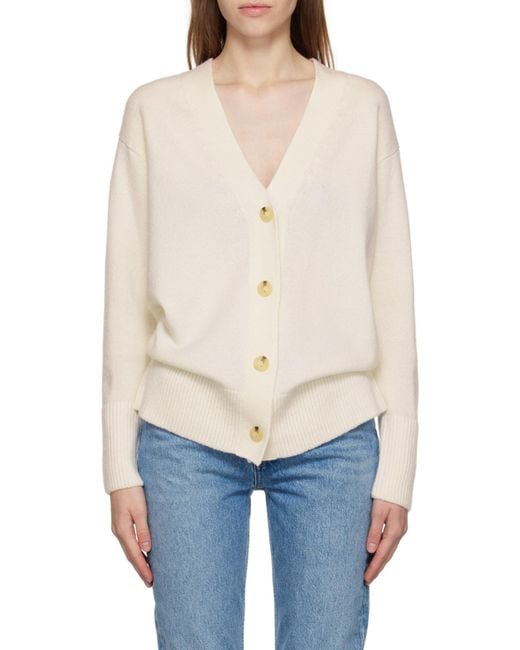 Vince White Weekend V-Neck Ribbed Cardigan