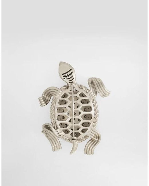 Dolce & Gabbana Pink Turtle-Shaped Embellished Brooch for men