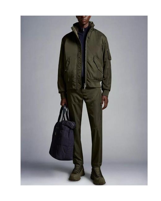 Moncler Green High-Shine Zip-Up Padded Jacket for men