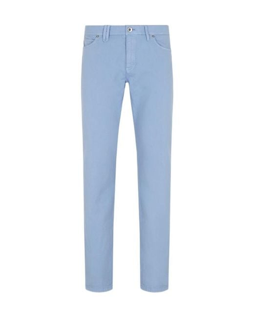 Brioni Blue Five-Pocket Logo-Patch Jeans for men